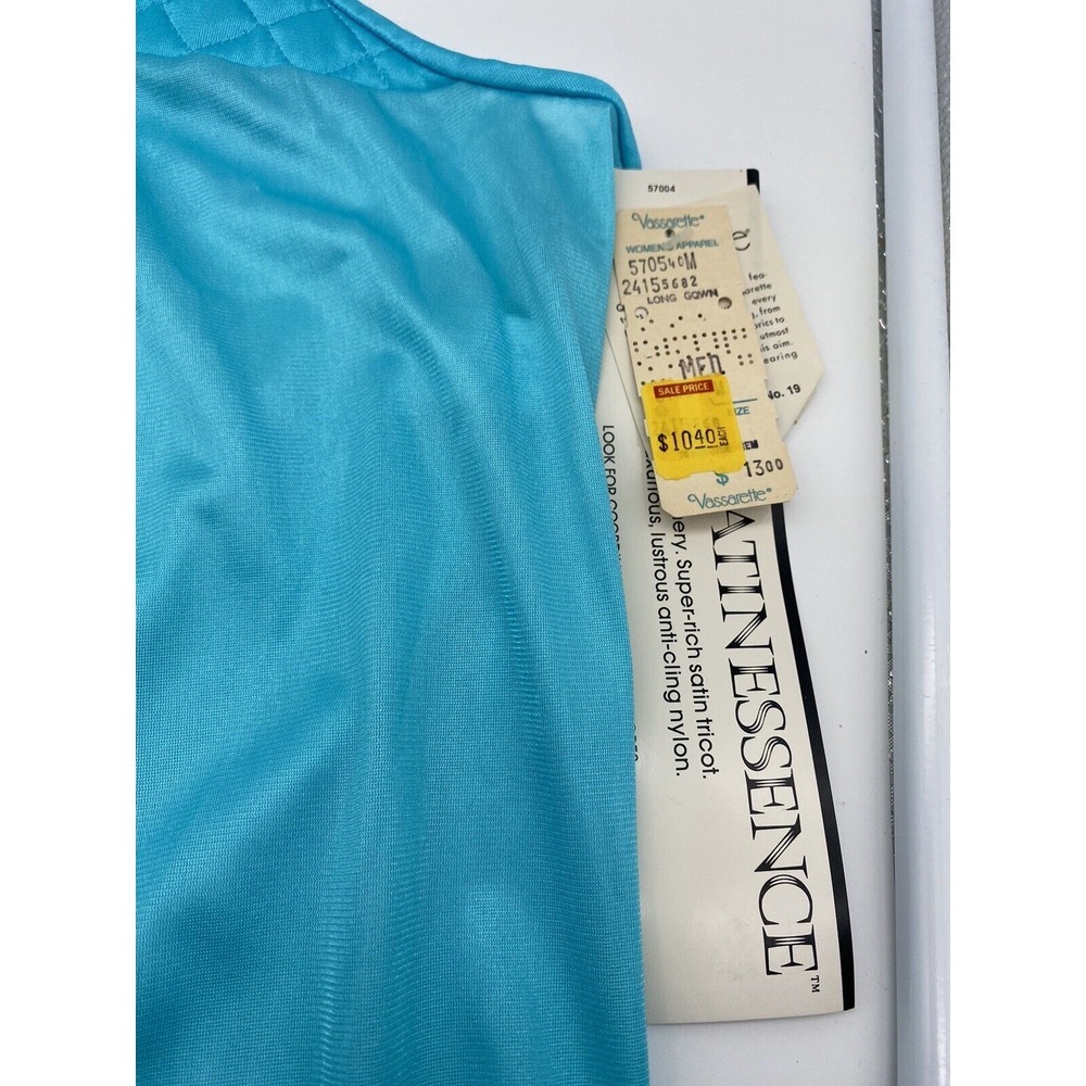 Vintage Vassarette Full Length Nightgown T-back Teal Size Medium NWT - Picture 5 of 7